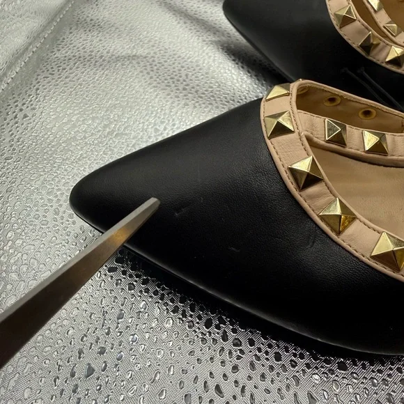 RUE 21 Black Women’s Pointed Stiletto Strap Heels with gold studs Size M (7-8) - Picture 11 of 11